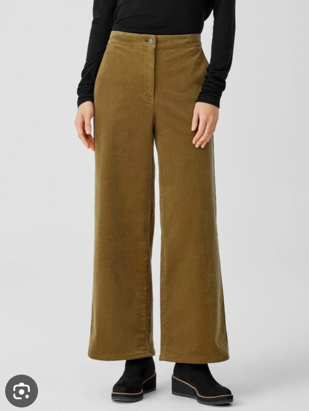 Eileen Fisher Organic Cotton Stretch Corduroy Wide Leg Pants Women's Small - Picture 1 of 10